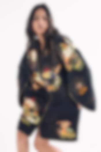 Black Cotton Modal Hand Dyed Jacket by TIL BY AV - at Pernia's Pop Up Shop