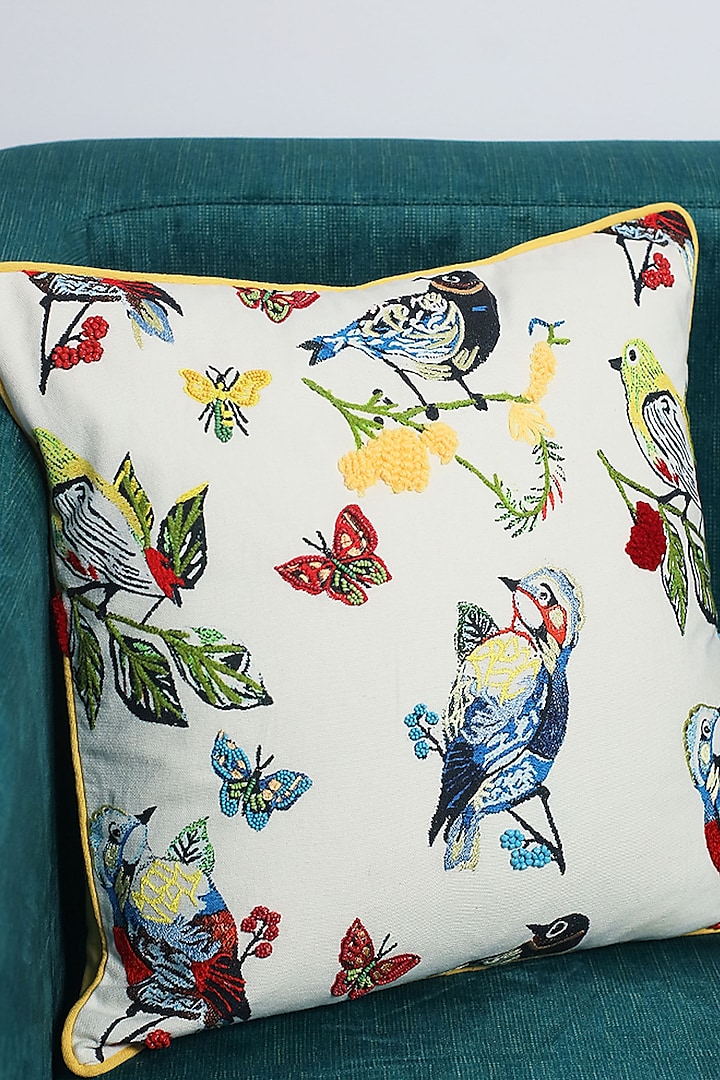 Multi-Colored Cotton Floral Printed Cushion Cover by The Blooming Bagh at Pernia's Pop Up Shop