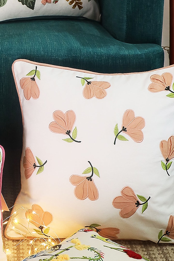 Multi-Colored Cotton Floral Printed Cushion Cover by The Blooming Bagh at Pernia's Pop Up Shop