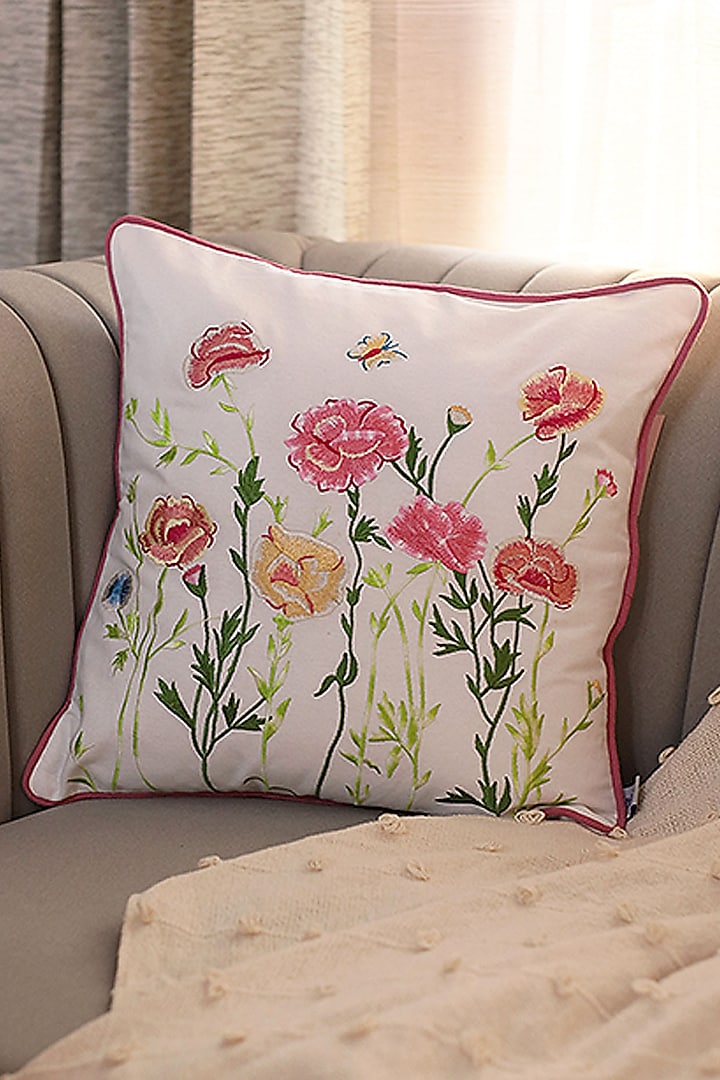 Multi-Colored Cotton Floral Printed Cushion Cover by The Blooming Bagh at Pernia's Pop Up Shop