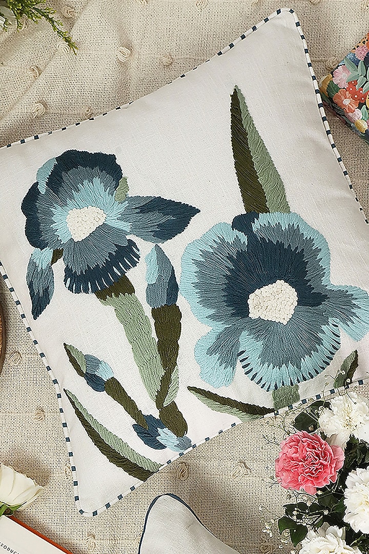 Multi-Colored Cotton Floral Printed Cushion Cover by The Blooming Bagh at Pernia's Pop Up Shop