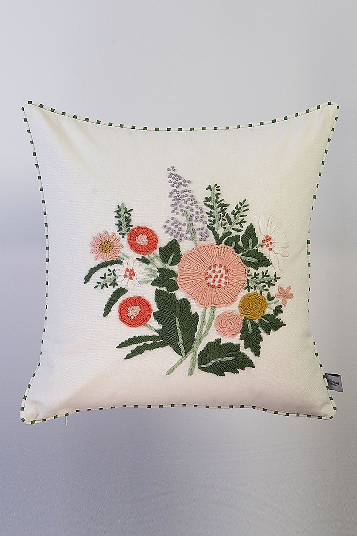 Multi-Colored Cotton Floral Printed Cushion Cover by The Blooming Bagh at Pernia's Pop Up Shop