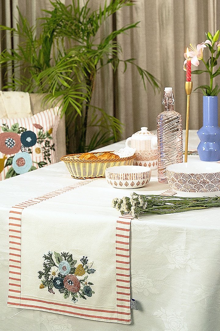 Multi-Colored Cotton Table Runner by The Blooming Bagh