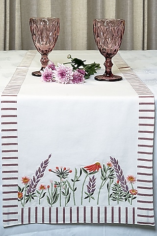 Multi-Colored Cotton Table Runner by The Blooming Bagh