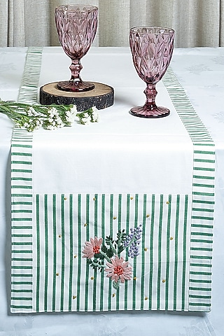 Multi-Colored Cotton Table Runner by The Blooming Bagh