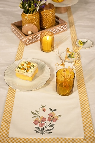Multi-Colored Cotton Table Runner by The Blooming Bagh