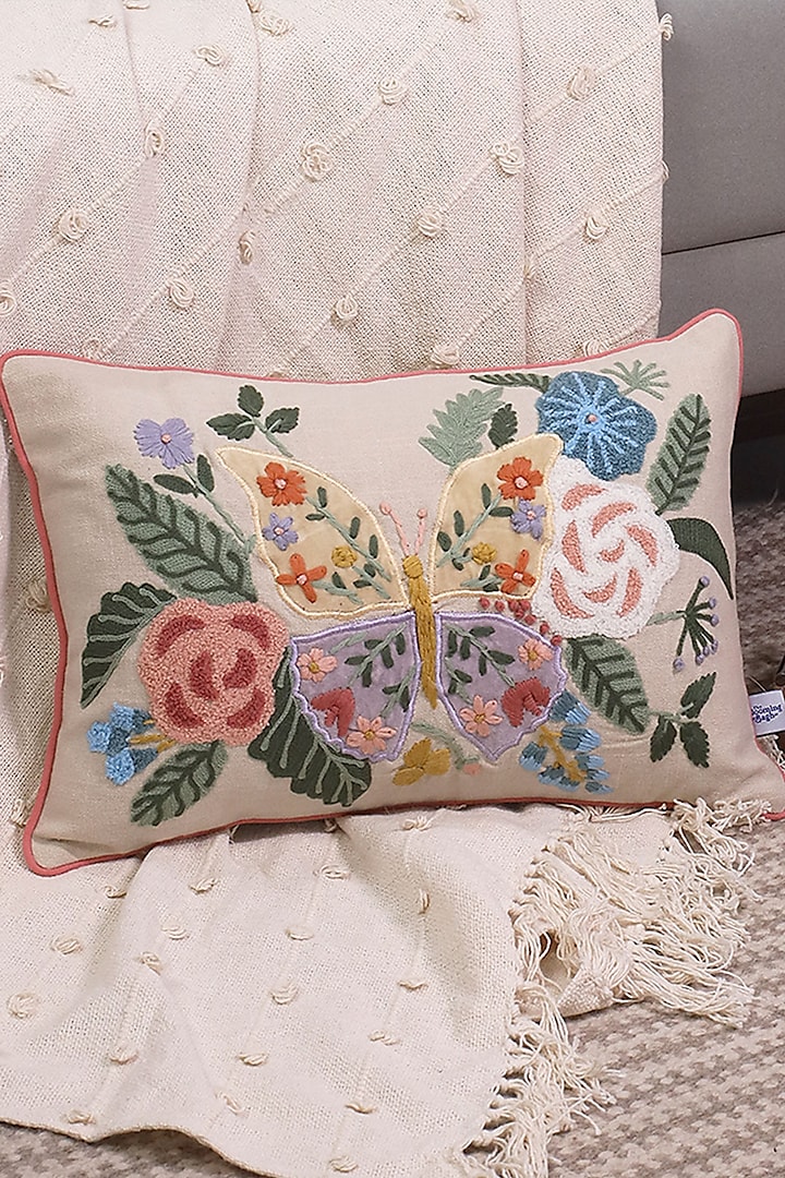 Multi-Colored Cotton Floral Printed Cushion Cover by The Blooming Bagh at Pernia's Pop Up Shop