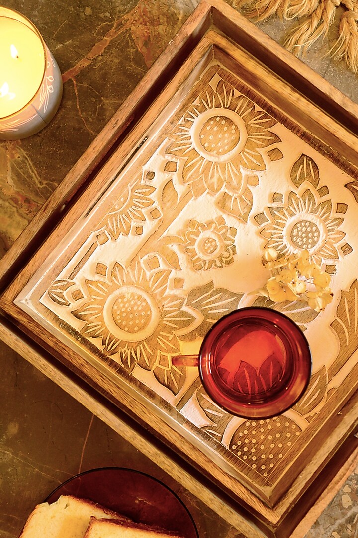 Brown Mango Wood Tray by The Blooming Bagh at Pernia's Pop Up Shop