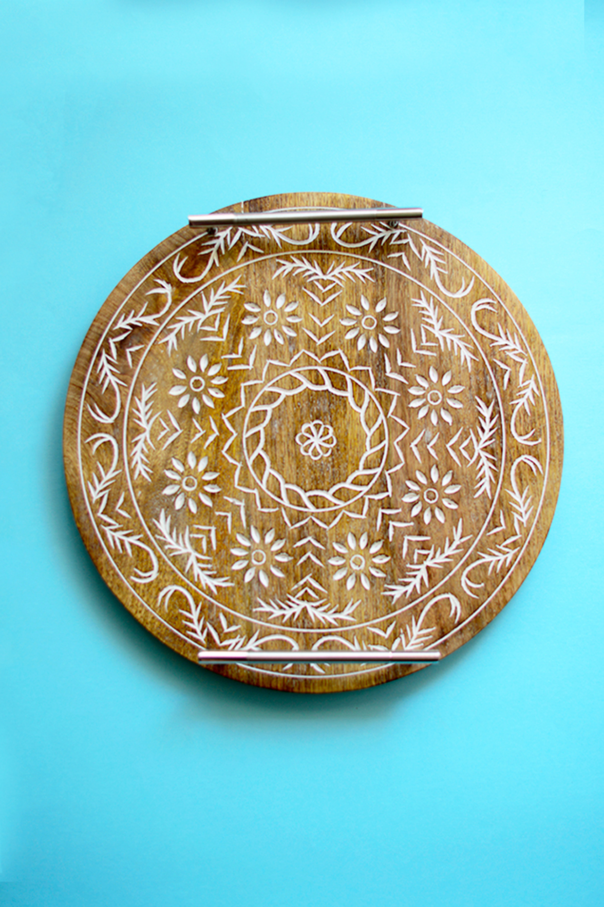 White & Brown Mango Wood Decorative Tray by The Blooming Bagh at Pernia's Pop Up Shop