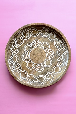 Brown Mango Wood Tray by The Blooming Bagh