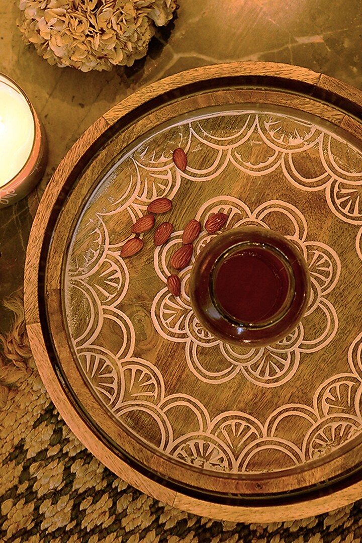 Brown Mango Wood Tray by The Blooming Bagh at Pernia's Pop Up Shop