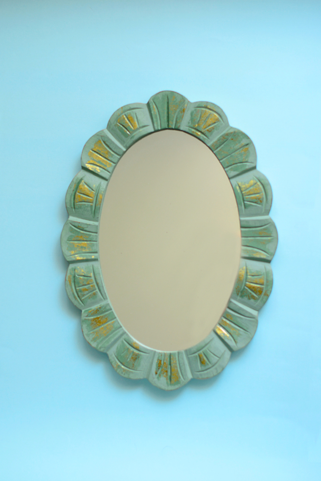 Mint Green Mango Wood Mirror by The Blooming Bagh at Pernia's Pop Up Shop