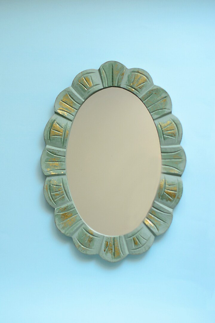 Mint Green Mango Wood Mirror by The Blooming Bagh at Pernia's Pop Up Shop