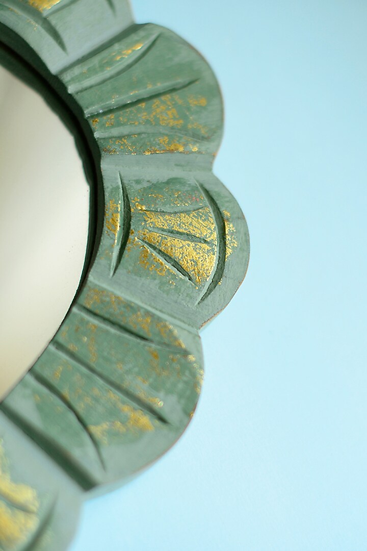 Mint Green Mango Wood Mirror by The Blooming Bagh at Pernia's Pop Up Shop