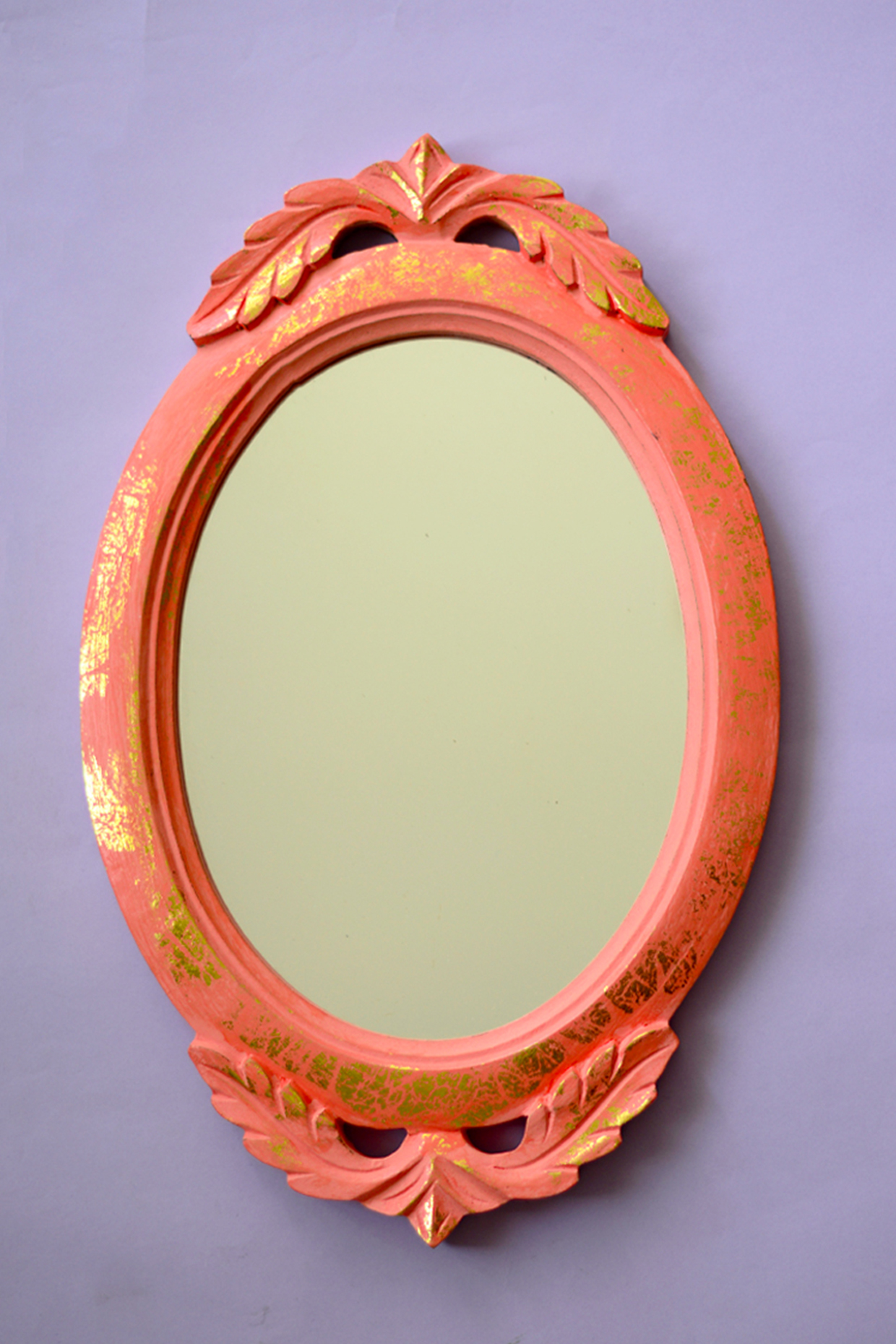 Coral Mango Wood Mirror by The Blooming Bagh at Pernia's Pop Up Shop