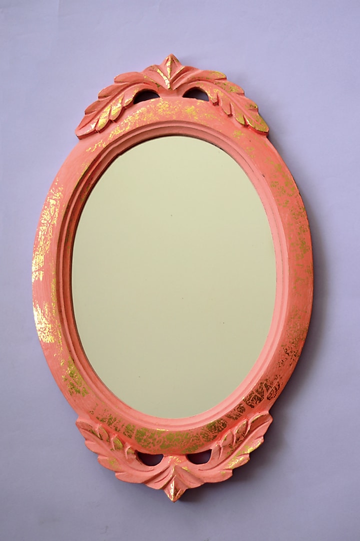 Coral Mango Wood Mirror by The Blooming Bagh at Pernia's Pop Up Shop