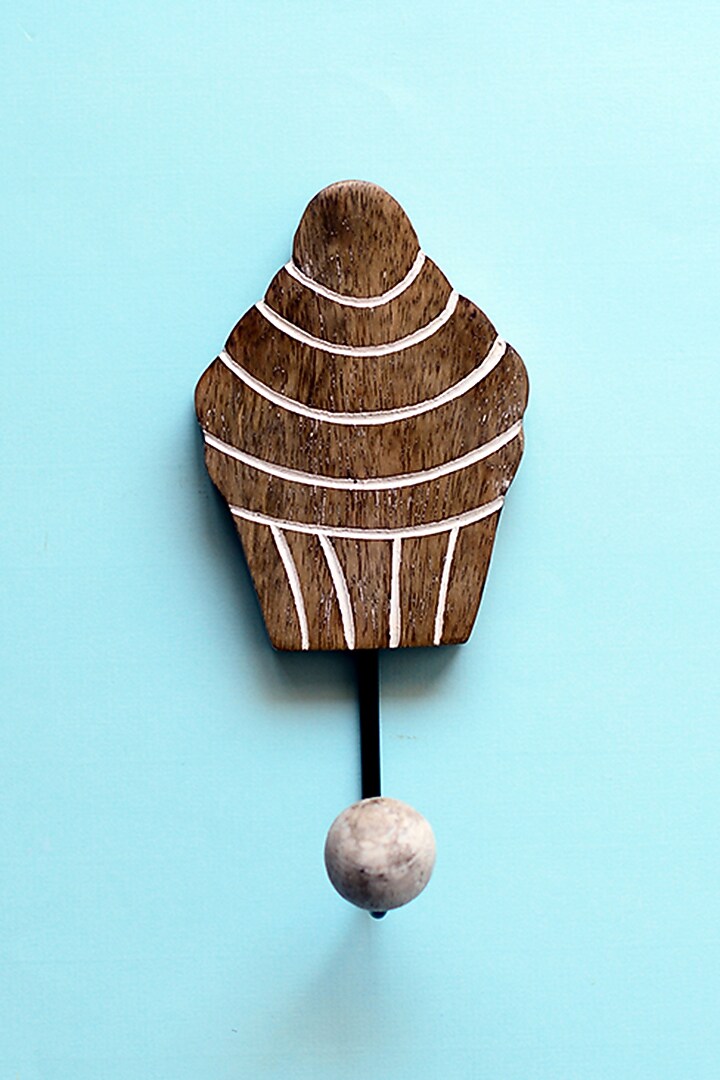 Brown Mango Wood Wall Hooks (Set of 3) by The Blooming Bagh at Pernia's Pop Up Shop