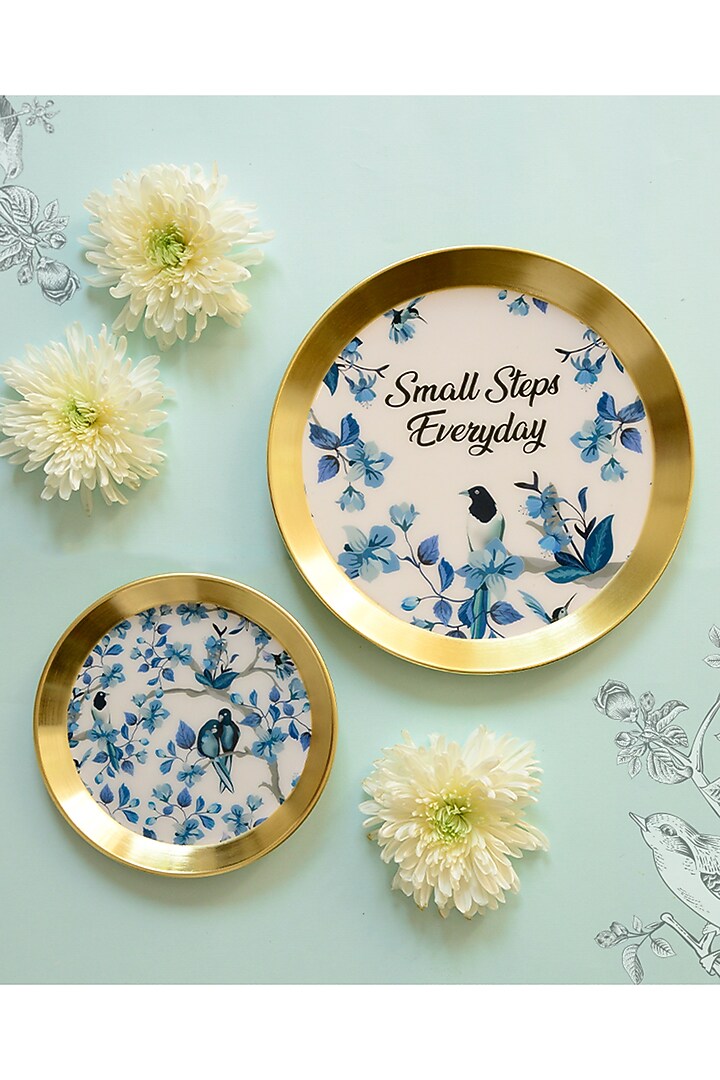 Gold Iron & Enamel Wall Plates (Set of 2) by The Blooming Bagh at Pernia's Pop Up Shop