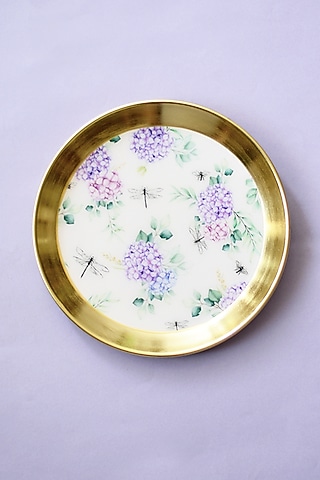 Gold Iron & Enamel Wall Plates (Set of 2) by The Blooming Bagh