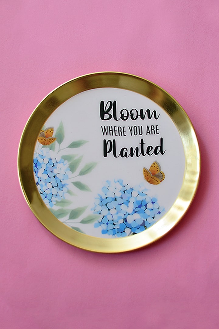 Gold Iron & Enamel Wall Plates (Set of 2) by The Blooming Bagh at Pernia's Pop Up Shop