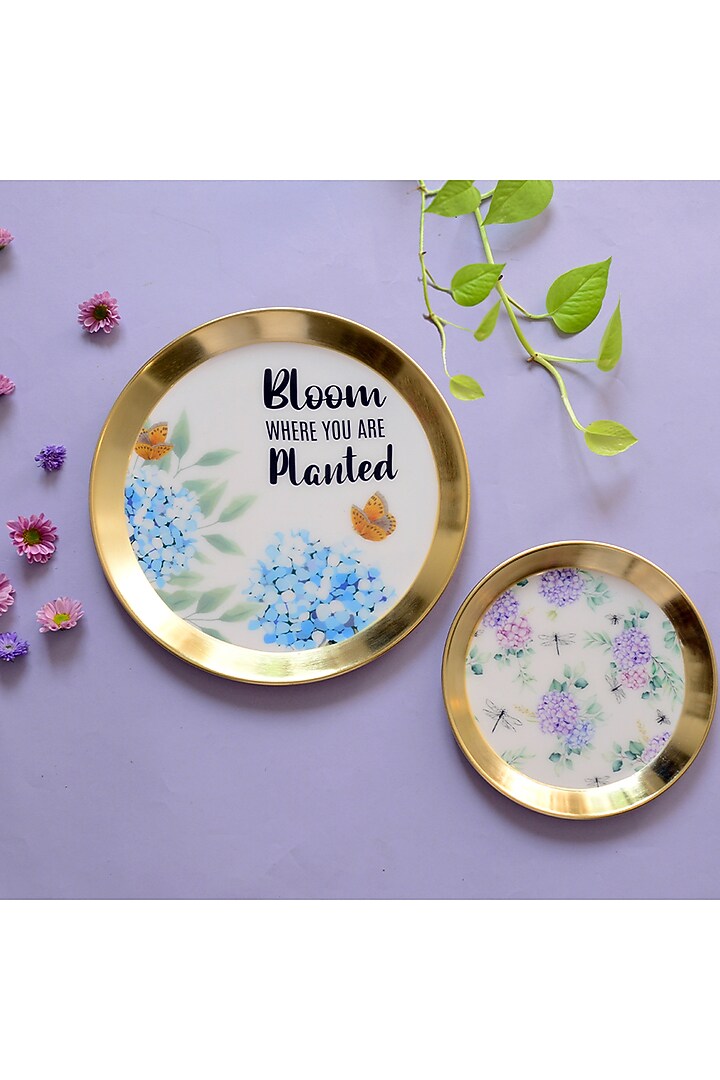 Gold Iron & Enamel Wall Plates (Set of 2) by The Blooming Bagh at Pernia's Pop Up Shop
