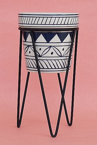 Blue & White Ceramic Planters (Set of 2) by The Blooming Bagh