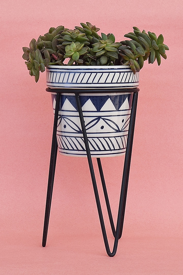 Blue & White Ceramic Planters (Set of 2) by The Blooming Bagh at Pernia's Pop Up Shop