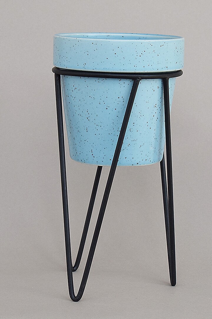 Blue Ceramic Planters (Set of 2) by The Blooming Bagh at Pernia's Pop Up Shop