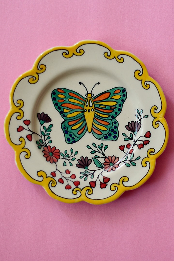 Multi-Coloured Hand-Painted Wall Plates (Set of 3) by The Blooming Bagh at Pernia's Pop Up Shop