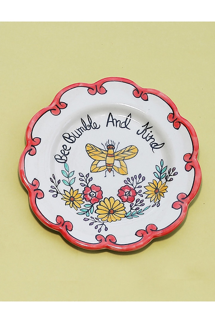 Multi-Coloured Hand-Painted Wall Plates (Set of 3) by The Blooming Bagh at Pernia's Pop Up Shop
