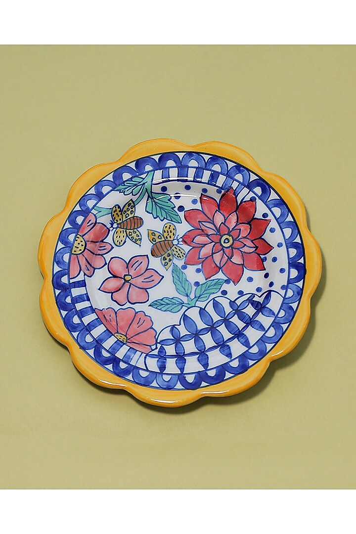 Multi-Coloured Hand-Painted Wall Plates (Set of 3) by The Blooming Bagh at Pernia's Pop Up Shop
