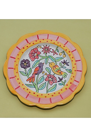 Multi-Coloured Ceramic Wall Plate by The Blooming Bagh