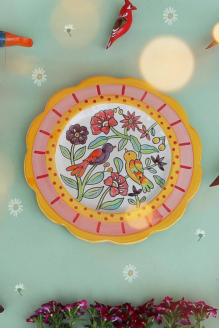 Multi-Coloured Ceramic Wall Plate by The Blooming Bagh at Pernia's Pop Up Shop