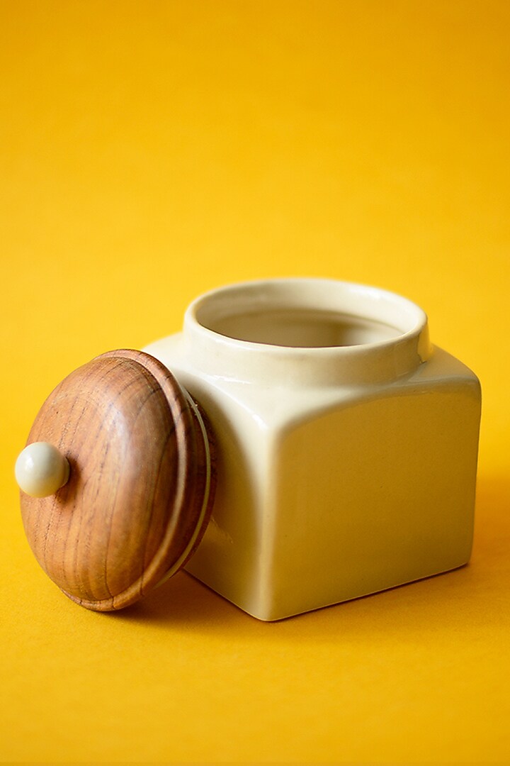 White Ceramic Jars (Set of 3) by The Blooming Bagh at Pernia's Pop Up Shop