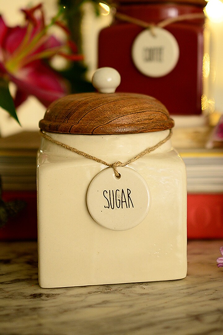 White Ceramic Jars (Set of 3) by The Blooming Bagh at Pernia's Pop Up Shop