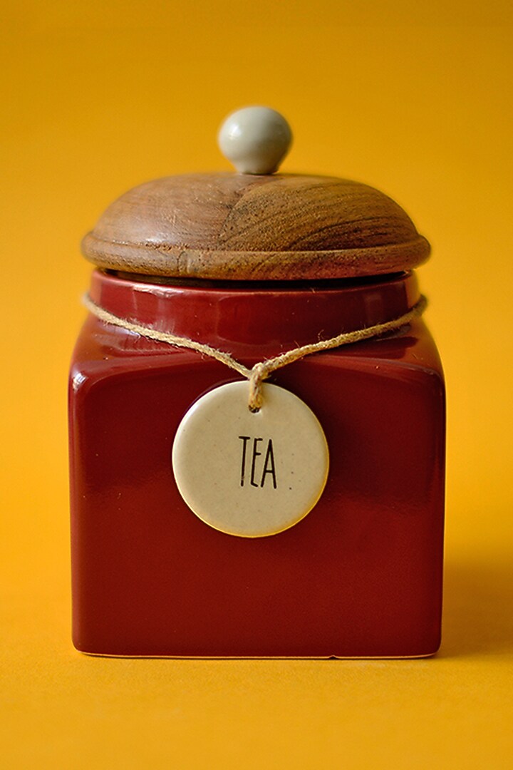 Red Ceramic Jars (Set of 3) by The Blooming Bagh at Pernia's Pop Up Shop