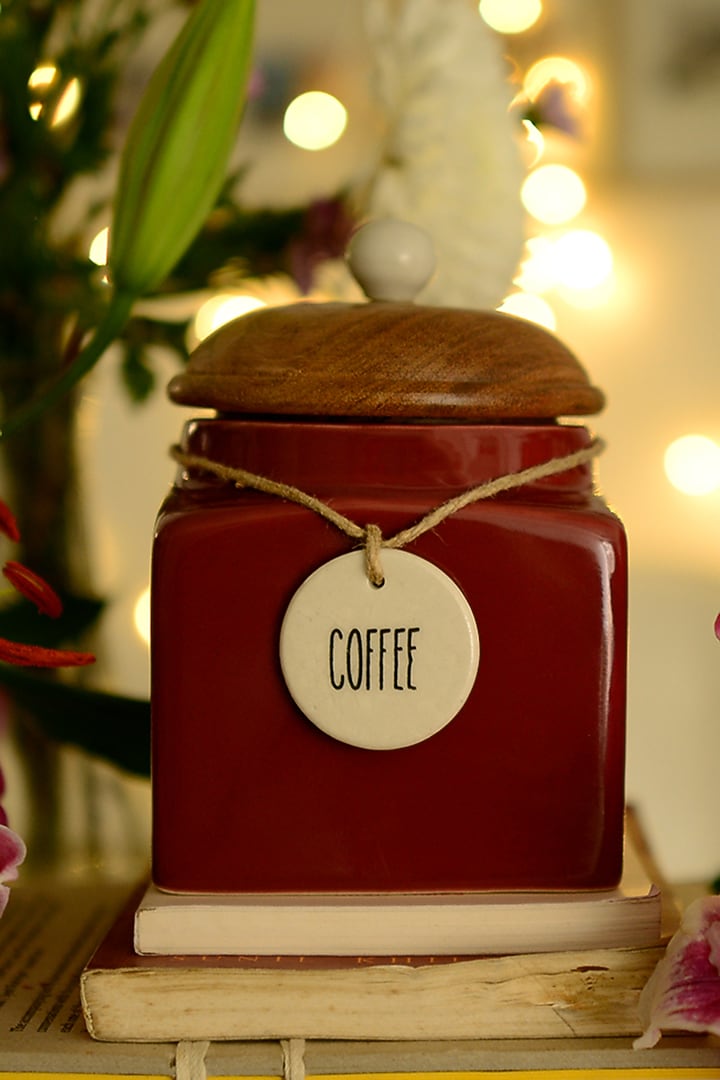 Red Ceramic Jars (Set of 3) by The Blooming Bagh at Pernia's Pop Up Shop