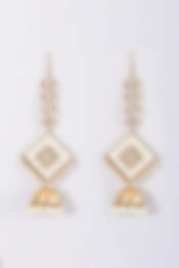 Gold Finish Synthetic Stone Dangler Earrings  by The Boozy Button Jewellery