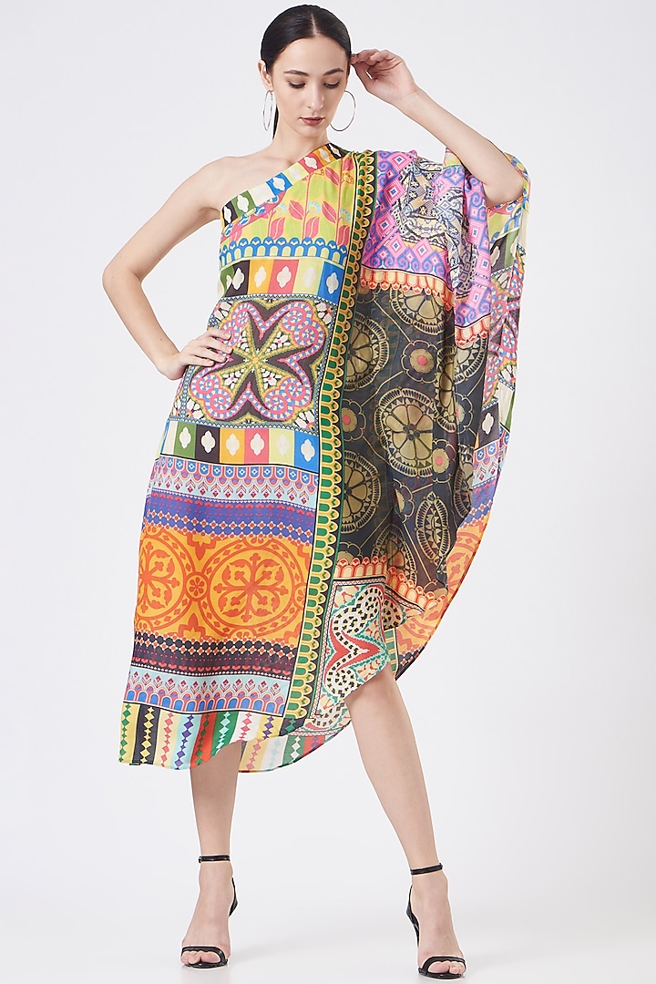 Multi-Coloured Dress In Moroccan Silk by The Boozy Button