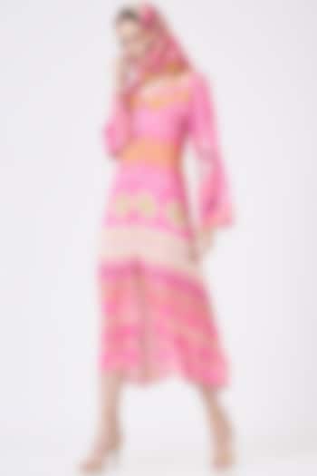 Fuchsia Pink Satin Abaya Tunic With Scarf by The Boozy Button