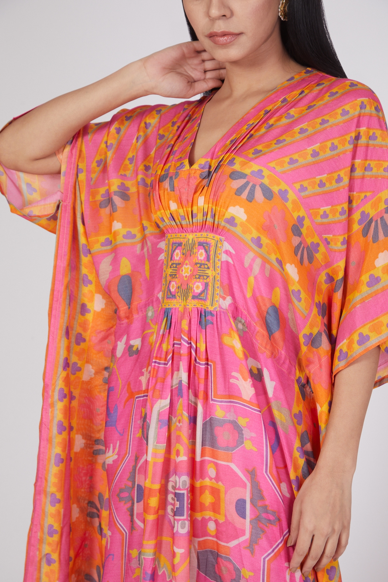 Peach & Pink Moroccan Silk Kaftan Design by The Boozy Button at 