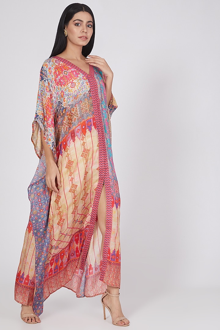 Multi-Coloured Silk Kaftan by The Boozy Button at Pernia's Pop Up Shop