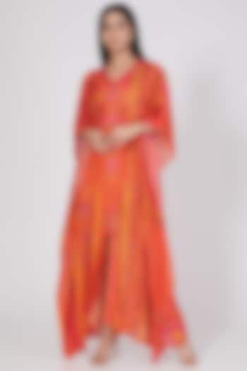 Poppy Orange Silk Crepe Blazer Design by Our Love at Pernia's Pop