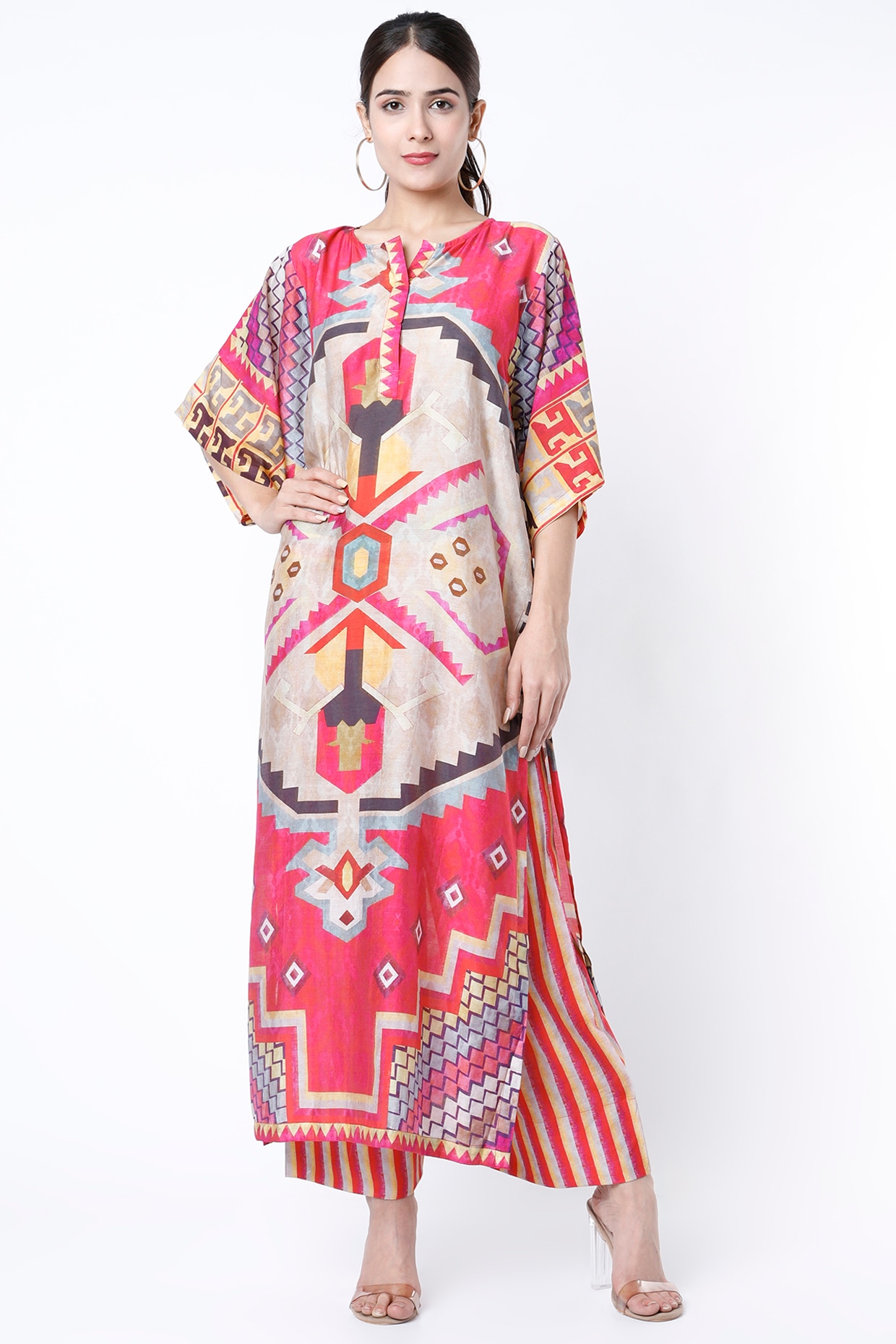 red silk kaftan