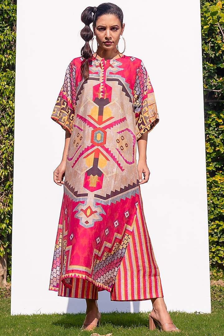 Fuchsia Printed Kaftan Set by The Boozy Button