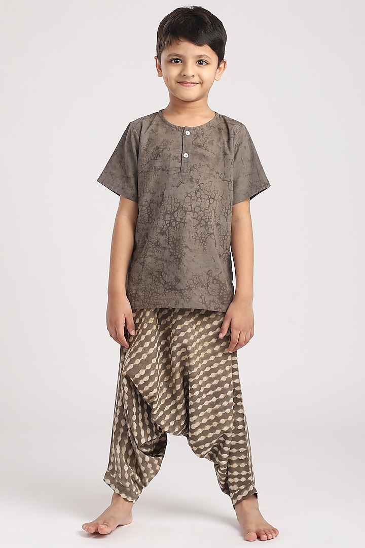 Brown Cotton Harem Pant Set by The Baby Label