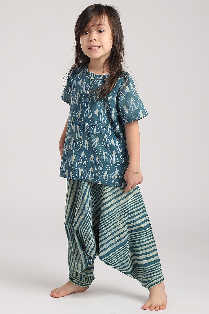 Teal Green Cotton Harem Pant Set by The Baby Label