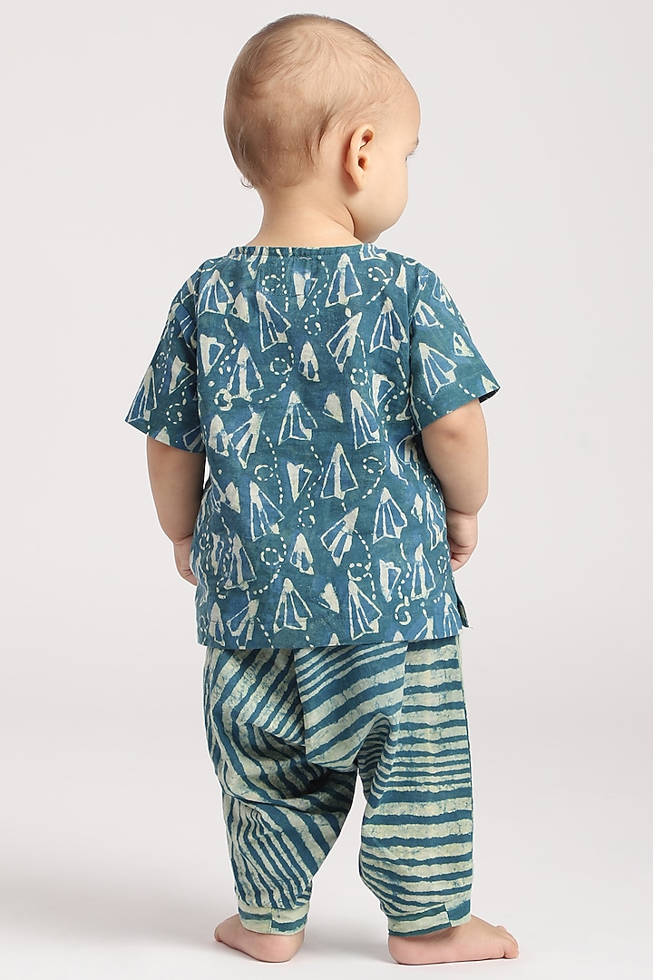 Teal Green Cotton Harem Pant Set by The Baby Label at Pernia's Pop Up Shop