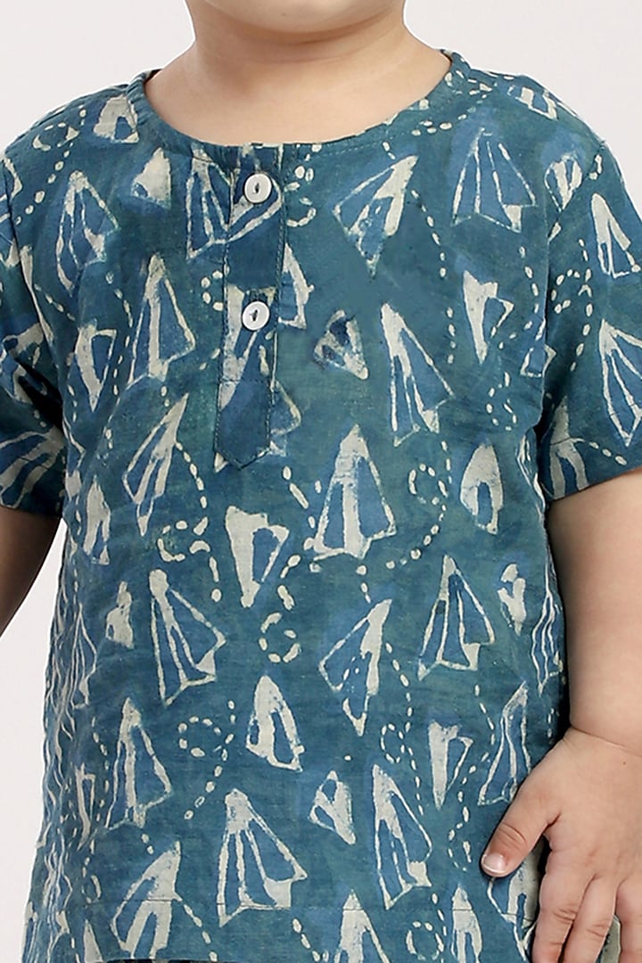 Teal Green Cotton Harem Pant Set by The Baby Label at Pernia's Pop Up Shop