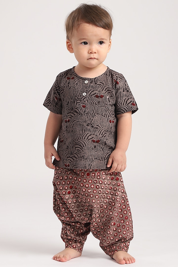 Brown Cotton Pant Set by The Baby Label